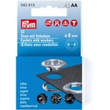 Prym 542415 Ösen mit Scheiben Nachfüllset, 8 mm, silberfarbig