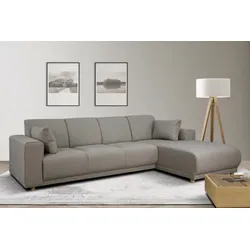 Ecksofa HOME AFFAIRE "LEMPS wahlweise Recamiere links oder rechts L-Form", grau (taupe), B:297cm H:85cm T:162cm, 100% Polyester, Sofas, incl. Zierkissen, Stellmaße 297x162 cm
