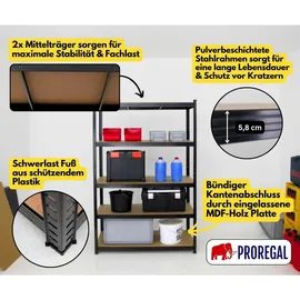 Proregal Schwerlastregal Metall 180x120x60 cm schwarz