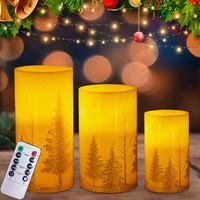Weihnachtsdeko LED Kerzen mit Timerfunktion, 3 Stück Flammenlose LED Weihnachtskerzen mit Fernbedienung, Batteriebetrieben LED Kerzen Flackernde Flamme für Weinachtsdekorationen, Heimdekoration (A)