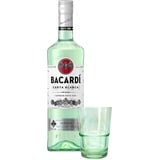 BACARDÍ Carta Blanca White Rum Geschenkpackung mit Glas, der legendäre weiße Karibik-Rum aus dem Hause BACARDÍ, perfekt für Cocktails, 37,5% Vol., 70cl / 700ml