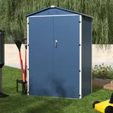 SUPEER Metall Gerätehaus 2 m2 mit Satteldach,H185cm*L125.5cm*W88.5cm Geräteschuppen Garten Schuppen Gartenhaus(blau)