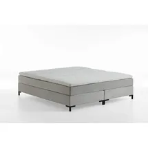 Atlantic Home Collection Romy Boxspringbett ohne Kopfteil, Taschenfederkernmatratze, Härtegrad 3, inklusive Topper, Hellgrau, 180 x 200 cm