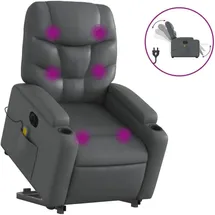 vidaXL Massagesessel mit Aufstehhilfe Elektrisch Kunstleder 89 x 100 x 0 cm Grau