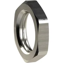 Riegler Sechskant-Gegenmutter, M22x1,0, SW 27, Messing vernickelt