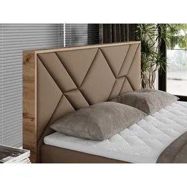 MKS Meble Boxspringbett 160x200 mit Bettkasten, Polsterbett 160x200 mit Matratze H3, Boxspringbett 160x200 mit Kopfteil, Boxspringbett mit Massivholz - Gunar... - Braun