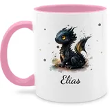 Tasse Tassen 325ml - Süßer Kleiner Drache mit Namen I Nachtdrache I Dragon I Drachen I Drachenzähmen - 325 ml - Rosa - kaffeebecher name schwarzer drachenmotiv henkelbecher personalisierte und