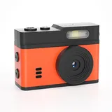 Elprico Schlüssel Anhänger Kamera, 1080P 12MP Vintage Kompakt Kamera, HD Schlüssel Anhänger Video Recorder mit 0,96 Zoll Display LED Füll Licht für Reisen Vlogs Outdoor Adventures (schwarzorange)