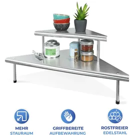 Wenko Küchen-Eckregal Massivo Duo mit 2 Ablagen Edelstahl,