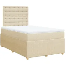 vidaXL Boxspringbett mit Matratze Creme 120x200 cm Stoff