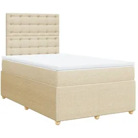 vidaXL Boxspringbett mit Matratze Creme 120x200 cm Stoff