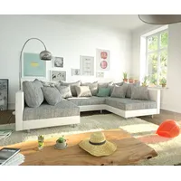 DeLife Wohnlandschaft Clovis Weiss Hellgrau Modulares Sofa - Hellgrau/Grau