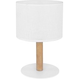 Licht-Erlebnisse Wohnliche Tischlampe in Weiß gebürstetes Holz rund 35cm Modern SEYA Wohnzimmer Bett Lampe Licht