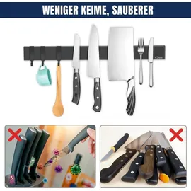 luxuskollektion Magnetleiste Messer 40 cm Schwarz Edelstahl selbstklebend & Schrauben