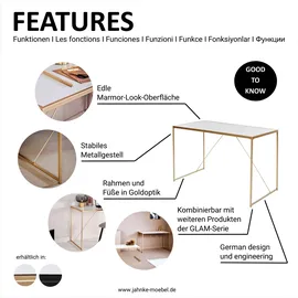 Jahnke Schreibtisch »GLAM Desk KLARGLAS/Gold