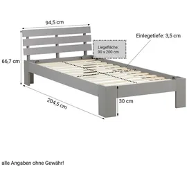 Homestyle4u 90 x 200 cm Grau