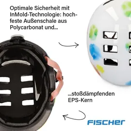 Fischer Fahrradhelm Kinder Plus Splash S/M weiß/bunt