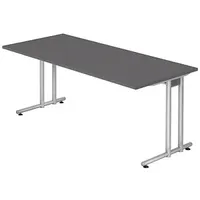 Hammerbacher NS19 Schreibtisch grafit rechteckig, C-Fuß-Gestell silber 180,0 x