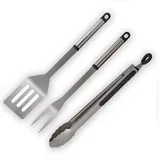 Hi Grillbesteck 3-teilig 37 x 34 cm Edelstahl schwarz