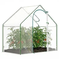 Outsunny Gewächshaus mit Fenster, Rolltür, Winterfest Foliengewächshaus aus Stahl, Treibhaus für Balkon, Garten, Tomatenhaus 180 x 100 x 168 cm, Tomatengewächshaus für Tomaten, Gemüse, Transparent