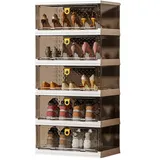 GarveeHome Schuhboxen Stapelbar Transparent, Faltbarer Schuhschrank Kunststoff Schuhaufbewahrung Platzsparend Klappbarer Schuh Organizer