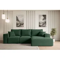 altdecor Ecksofa Cord mit Schlaffunktion und Bettkasten 2-Sitzer Grün