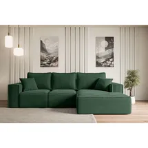 altdecor Ecksofa Cord mit Schlaffunktion und Bettkasten 2-Sitzer Grün