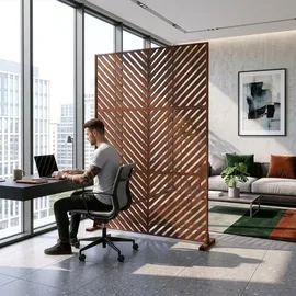 casa.pro Trennwand ‘Kekan’ Corten Stahl 180 x 120 cm Edelrost - Dunkelbraun