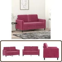2-Sitzer-Sofa Weinrot 120 cm Samt - Samtsofa - Wohnzimmersofa - 2-Sitzer Sofa - Couch - Weinrot Sofa