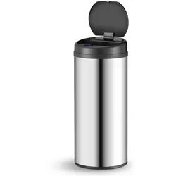 Juskys Automatik Mülleimer mit Sensor 50L - Abfalleimer mit elektrischem Deckel für Küche - Silber