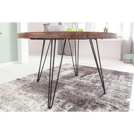 FineBuy Esszimmertisch Rund Ø 120 cm Sheesham braun