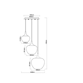 GLOBO Hängelampe Esszimmerleuchte Pendelleuchte 3-Flammig verchromt Glas weiß Muster