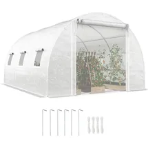 Outsunny Tomatenhaus Stahlrohr Weiß PE 3 mm 12 m2