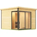 Weka 412 inkl. Elementsauna 44/68 mm naturbelassen 9 kW Kompaktofen mit integrierter Steuerung inkl. gratis Sauna-Set im Wert von 240,40 € (10-teilig)