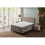 Bambi Pointhome Bambi Boxspringbett Set 140x200 H2 / H3, Baumwolle Master, Matratze mit doppeltem Federsystem, 1xMatratze mit Topper, 2xBettkasten, 1xKop... - Beige