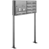 AL Briefkastensysteme Standbriefkasten 5 Fach Silber inkl. Zeitungsfach
