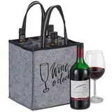 Relaxdays 2x Filz Flaschentasche Grau,Schwarz