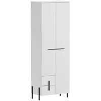 Feldmann-Wohnen Garderobenschrank, Weiß, Schwarz, Holz, 1 Fächer, 2 Schubladen,