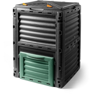 Kunststoff Kompost Behälter 300 Liter schwarz - 83x61x61 cm - Garten Kompostierer Thermo Komposter wetterfest