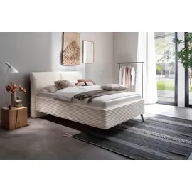 Meise Möbel Matera Polsterbett inkl. Bettkasten hellbeige mit schwarzen Metallfuß - Weiß