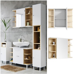Vicco Spiegelschrank Aquis Spiegel Badspiegel Wandspiegel Bad Eiche  Weiß