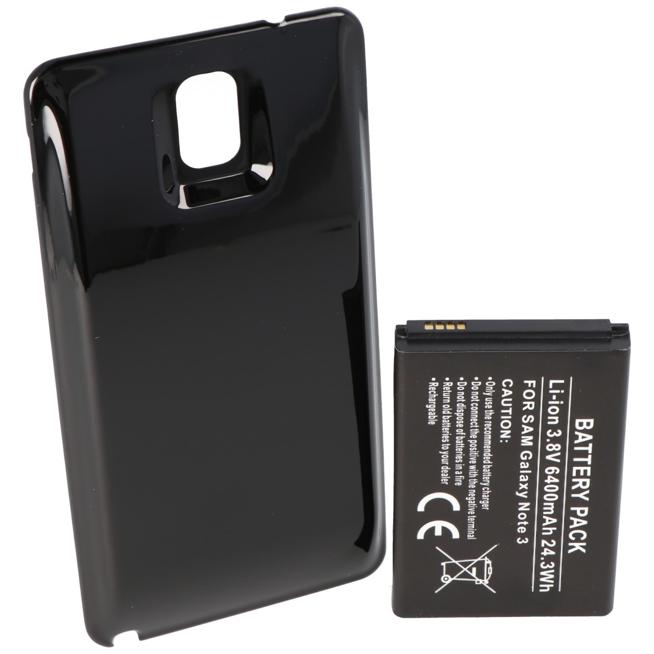 Samsung Galaxy Note 3, Samsung Galaxy Note III, B800BE, B800BU Ersatz-Akku 6400mAh mit schwarzem Gehäuse