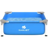 Hanjet Steel Frame Pool PE Rahmenpool Schwimmbecken Aufstellpool Gartenpool Sommer Swimingpool Stahlrahmenpool Planschbecken für Außenbereich Hinterhof, eckig, Blau (110x110x35cm)