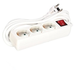 Perel Steckdosenleiste mit Schalter, 3 Schutzkontakt-Steckdosen, Kabel 1.5 m, 3G1.5, Innenbereich, Weiß