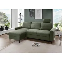 Livetastic Eckschlafsofa Passione, Dunkelgrün, Textil, Buche, Uni, 4-Sitzer, 234x147 cm, Made in EU, Typenauswahl, Rücken echt, Wohnzimmer, Sofas & Couches, Schlafsofas, Schlafsofas mit Bettkasten