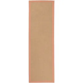 carpetfine Sisalteppich CARPETFINE "Sisal , auch als Läufer erhältlich", orange (pfirsich), B:70cm H:5mm L:200cm, Sisal, Teppiche, Sisalteppich, mit farbiger Bordüre, Anti Rutsch Rückseite, viele Größen, Wohnzimmer