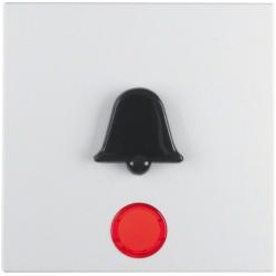 Wippe mit roter Linse und abtastbaren Symbol Klingel (polarweiß, matt)
