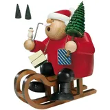 KWO Räuchermann Weihnachtsmann auf Schlitten 18 cm mehrfarbig
