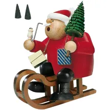 KWO Räuchermann Weihnachtsmann auf Schlitten 18 cm mehrfarbig