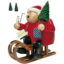 KWO Räuchermann Weihnachtsmann auf Schlitten 18 cm mehrfarbig